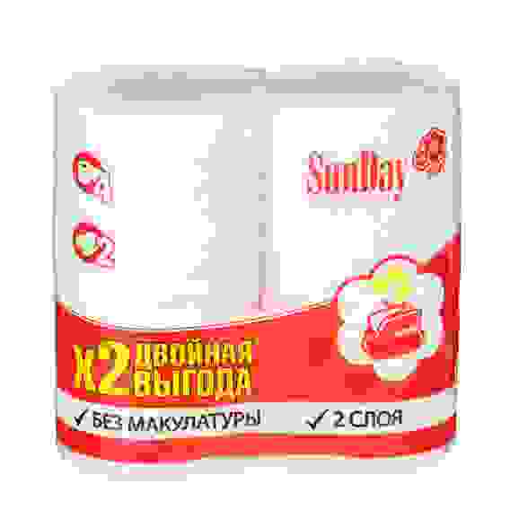 Туалетная бумага SunDay 2-х слойная белая, 4шт
