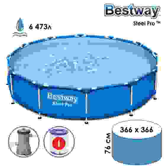 Бассейн каркасный Steel Pro 366 см x 76 см с фильтр-насосом 56681 5309854