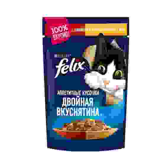 Влажный корм FELIX &quot;Двойной вкус&quot; для кошек, говядина/птица, пауч 85 г 1521087