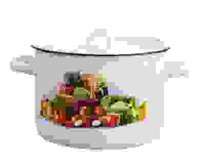 Кастрюля 4,5л цил белая с рис [ГРАНАТ]