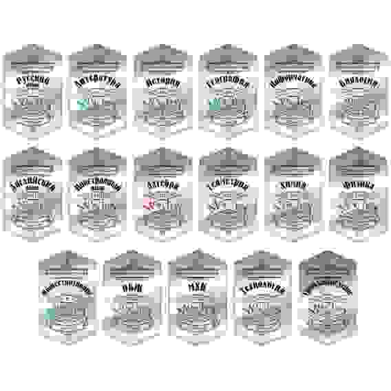 Набор наклеек для предметных тетрадей, 7-8 класс, 17 предметов, 8х13см, бумага, пакет с подвесом