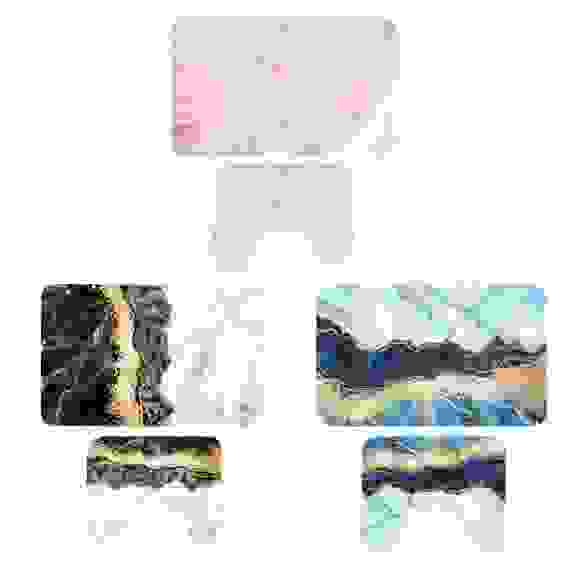 Набор ковриков 2шт для ванной и туалета, &quot;Эквилибр&quot;, флис, 80x50см + 50x40см, 3 дизайна BY