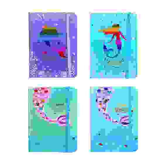 Записная книжка, 14,5х10,5см, 80 листов, твердая обложка, резинка, \&quot;Русалка\&quot;, 4 дизайна