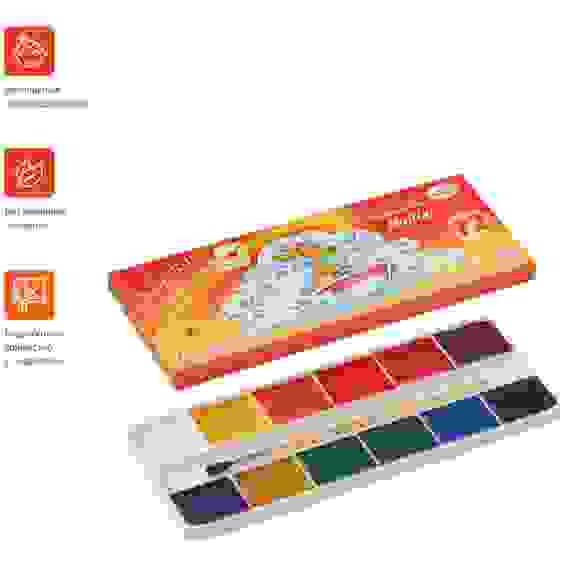 Акварель Гамма \"Мультики\", медовая, 12 цветов, с кистью, картон. упаковка