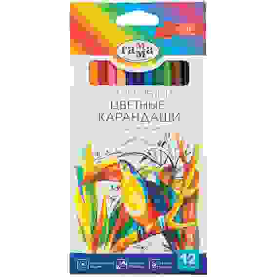 Карандаши цветные Гамма &quot;Классические&quot;, 12цв., заточен., картон. упаковка, европодвес