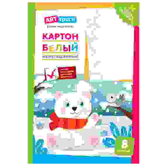 Картон белый А4, ArtSpace, 8л., немелованный, в папке, &quot;Мишка&quot;