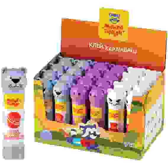 Клей-карандаш Мульти-Пульти &quot;Зверята: Морской котик, Бегемот, Кошка&quot;, 09г, колпачок в форме животно