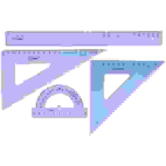 Набор чертежный большой СТАММ, (треуг. 2шт., линейка 30см, транспортир), прозрачный тонированный
