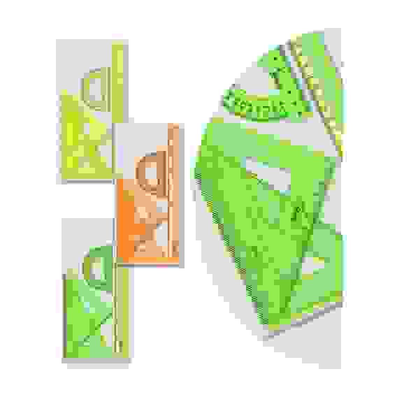 Набор чертежный большой СТАММ &quot;Neon Cristal&quot; (треуг. 2шт., линейка 30см, транспортир), ассорти