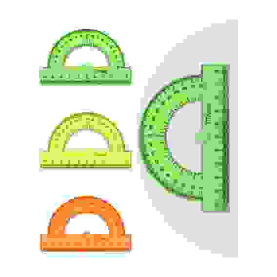 Транспортир 10см, 180° СТАММ &quot;Neon Crystal&quot;, отливная шкала, ассорти