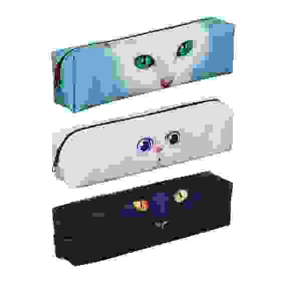 Пенал прямоугольный, 20,5х6х4см, иск. кожа с фотопечатью &quot;Кошачьи глаза&quot;, 3 дизайна, ПВХ бокс