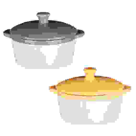 Горшочек с крышкой для запекания и сервировки, керамика, 16,5х13,5х10,5см,480мл, рельеф,2 цв MILLIMI