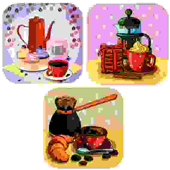 Подставка под горячее 18x18см, дерево, 3 дизайна