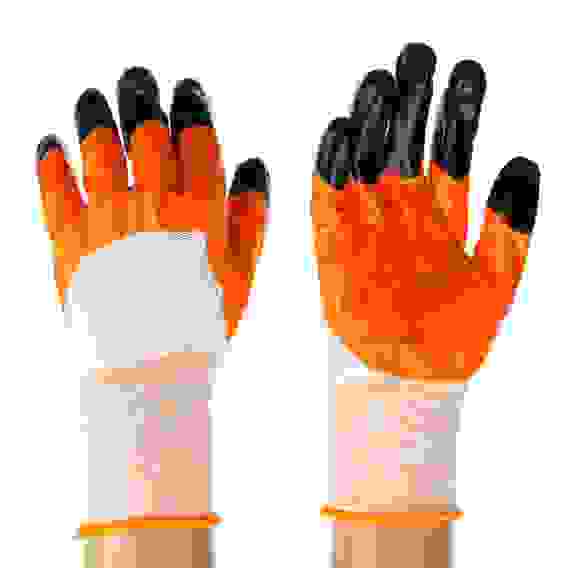 Перчатки садовые с двойным нитриловым полуобл., 10 размер, 23.5см, 45г, 2 цвета