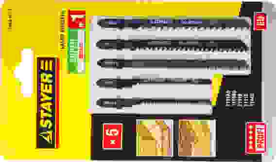 Набор полотна для эл.лобзика по дер. T-хвост 5шт SUPER №1 STAYER ″PROFI″