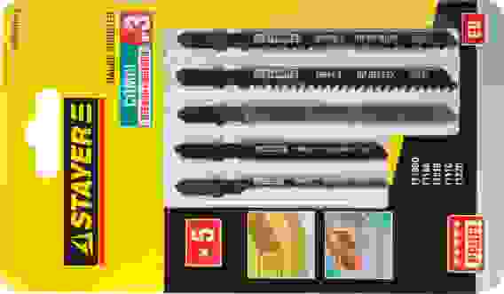 Набор полотен для эл.лобзика, по дер., мет. и пласт. T-хвост 5шт COMBI №3 STAYER ″PROFI″