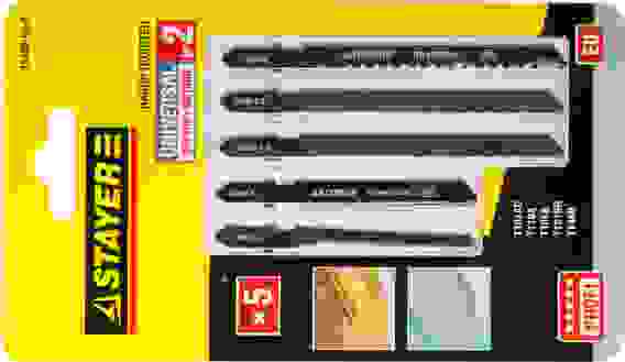 Набор полотен для эл.лобзика по дер. и мет. T-хвост 5шт UNIVERSAL №2 STAYER ″PROFI″