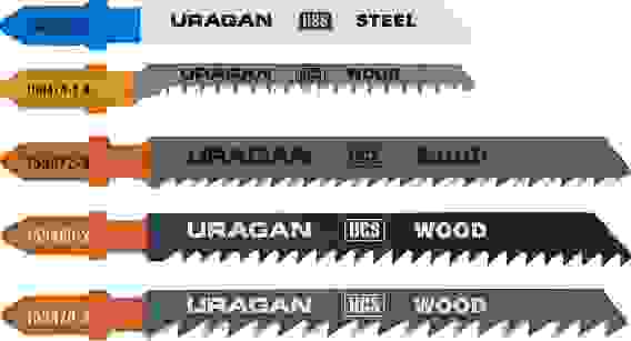Набор полотен для эл.лобзика по дер. и мет. 5шт URAGAN (T101B, T101AO, T111C, T144D, T118A)