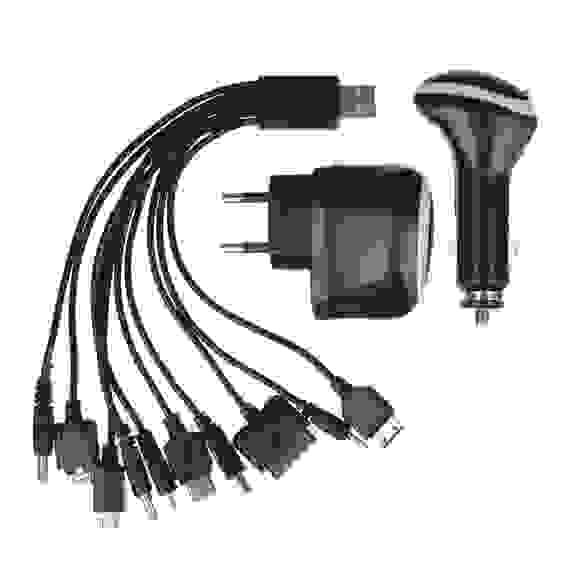 Устройство зарядное USB универс. 10 в 1,автомоб. 12/24В/сетевое 220В, 1А,17x11см,пластик NEW GALAXY