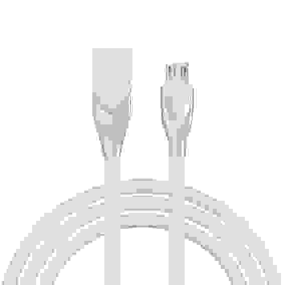 Кабель для зарядки Flat White Micro USB, 1м, 2А, белый, пакет FORZA