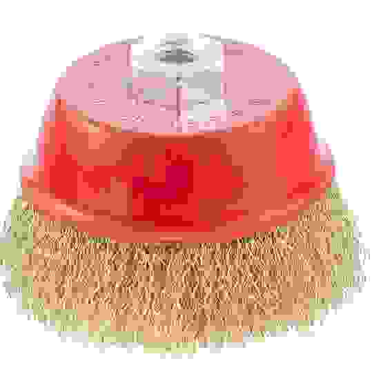 Щетка для УШМ 100мм,М14,&quot;чашка&quot;,латунированная витая проволка//MATRIX