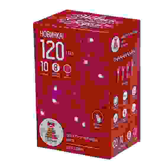 Гирлянда эл. вьюн 10м, 120LED, цветной диод, розовый, 8 реж., ПВХ прозрачный, 220В СНОУ БУМ