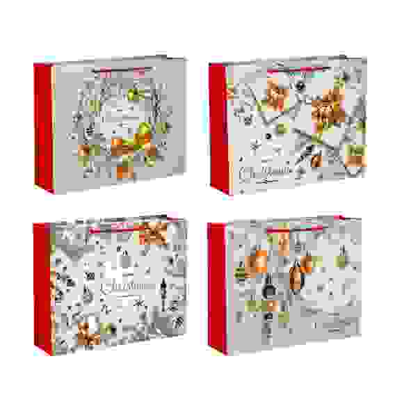 Пакет подарочный бумажный, глиттер, 39x31x11 см, 4 дизайна СНОУ БУМ