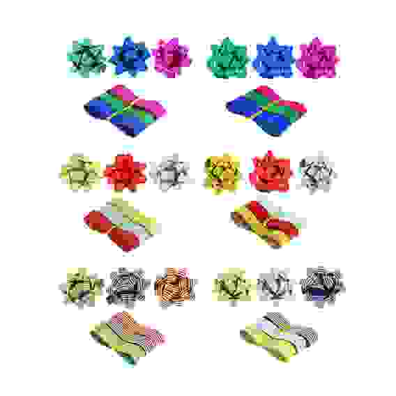 Набор для упаковки подарка, 3 банта, 3 ленты СНОУ БУМ