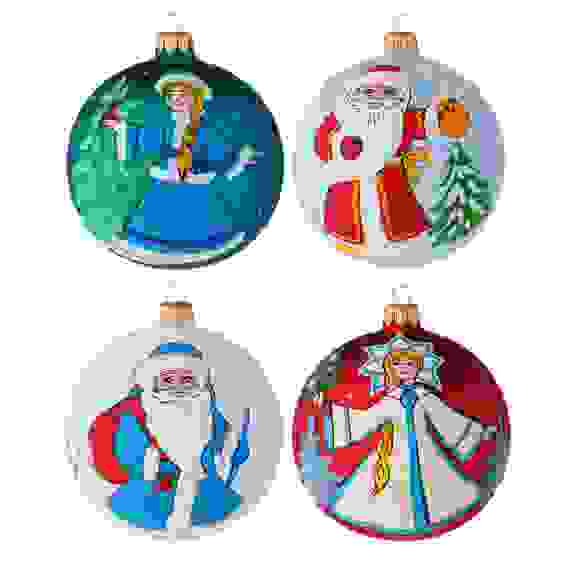 Шар ручной работы \&quot;Русская зима\&quot;, 100 мм, стекло, 4 дизайна, арт.2 СНОУ БУМ