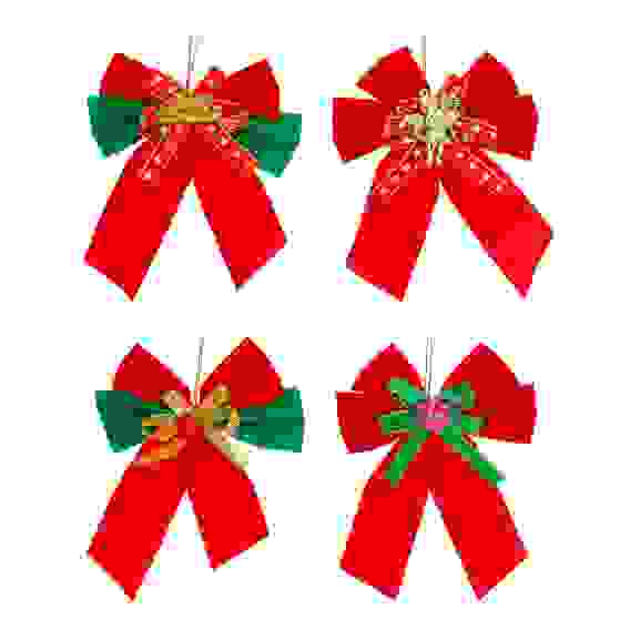 Украшение декоративное, в виде бантика, пластик, 11*15см, 4 вида СНОУ БУМ