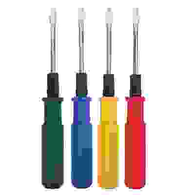 Отвертка 2 в 1, 6*75мм с мет. фиксатором, 4 цвета ЕРМАК