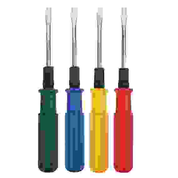 Отвертка 2 в 1, 6*75мм с мет. фиксатором, 4 цвета ЕРМАК