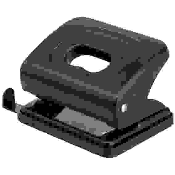 Дырокол OfficeSpace 10л., пластиковый, черный, с линейкой