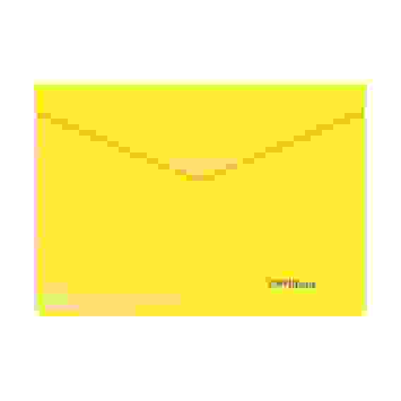 Папка-конверт на кнопке Berlingo, А5+, 180мкм, желтая