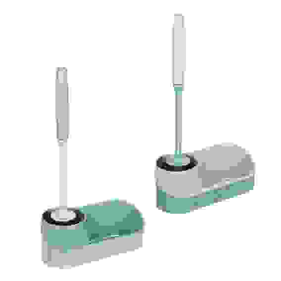 Ёрш для туалета с подставкой для бытовой химии, с крепл. на стену, пластик, 46х24х9см, 2 диз.VETTA