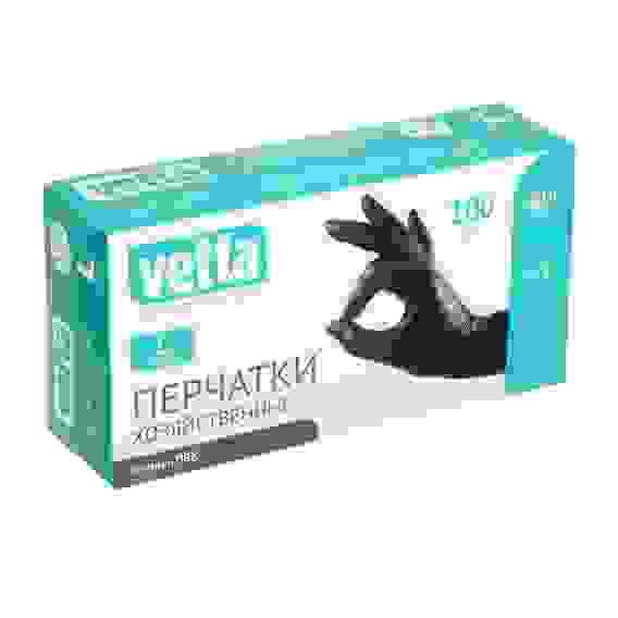 Перчатки одноразовые, нитриловые, 100шт. в коробке, L, черные VETTA