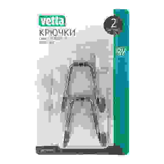 Крючки самоклеящиеся, двойные, 2шт, 7х7х4,5см, ПВХ, металл VETTA