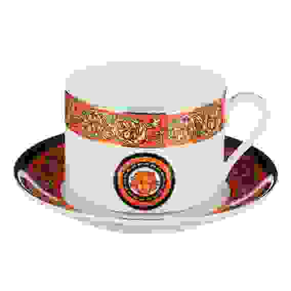 АКЦИЯ! Набор чайный 2 предмета (чашка 220мл, блюдце 13см), костяной фарфор, подар.упаковка Рыжий