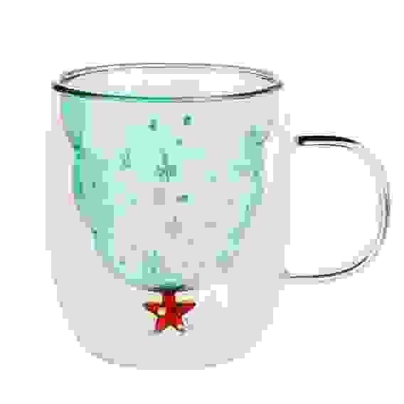 Кружка с двойными стенками "Елка", 220 мл, стекло BY COLLECTION