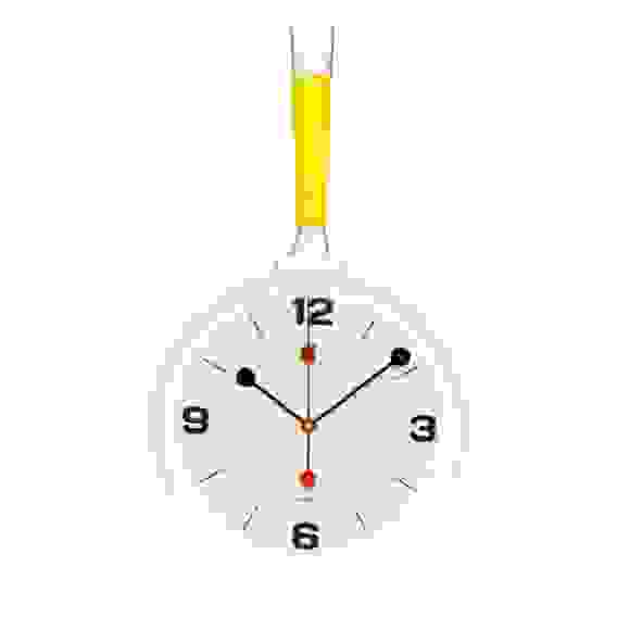 Часы настенные сковорода 25х43см, корпус желтый с белым