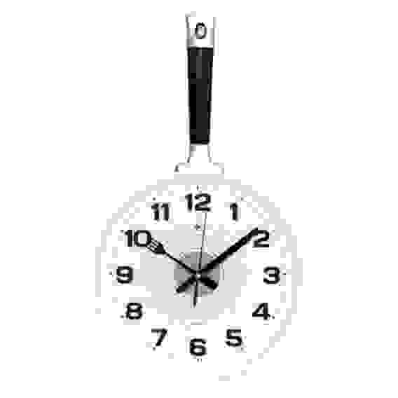 Часы настенные сковорода 25х43см, корпус серый с белым, ручка черная