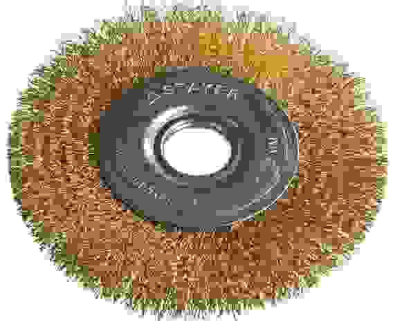 Щетка для УШМ 125мм пос. 22мм витая стальная латун. проволока 0,3мм STAYER ″PROFESSIONAL″