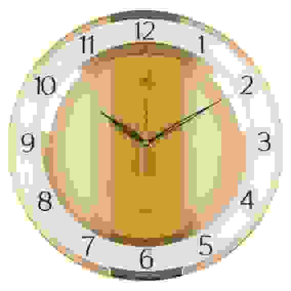 Часы настенные круг со вставками d=34 см, корпус прозрачный коричневый &quot;Классика&quot;