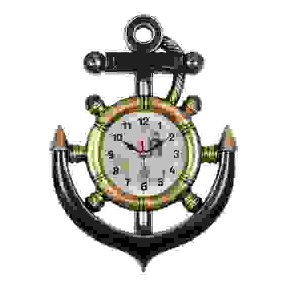 Часы настенные в форме якоря 27,5х38 см черный с золотом "Маяк"