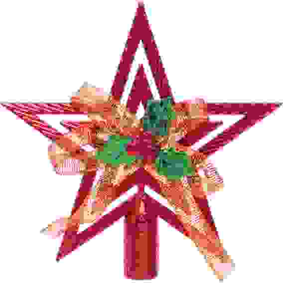 Звезда на ёлку &quot;Классика&quot; с бантом 9,5 см, Красный