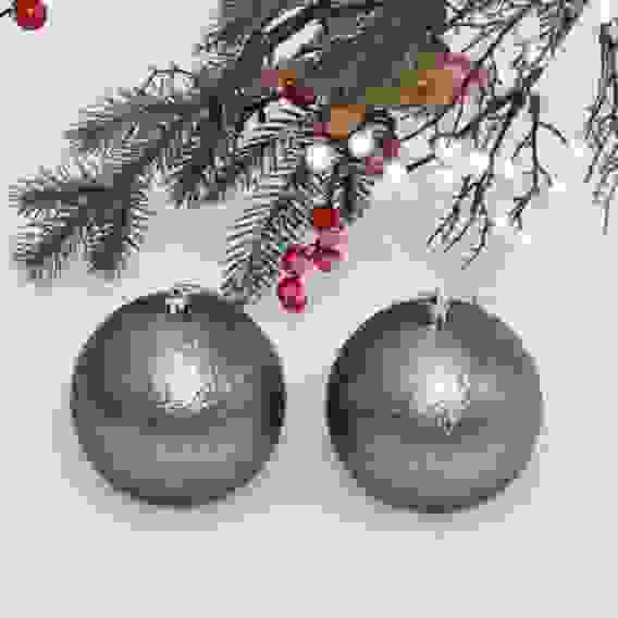 Новогодние шары 10 см (набор 2 шт) &quot;Глиттер&quot;, графит