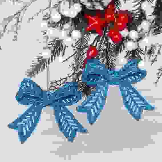 Подвески в блёсках \"Сказочные бантики\" 9*11 см (набор 2 шт), Голубой