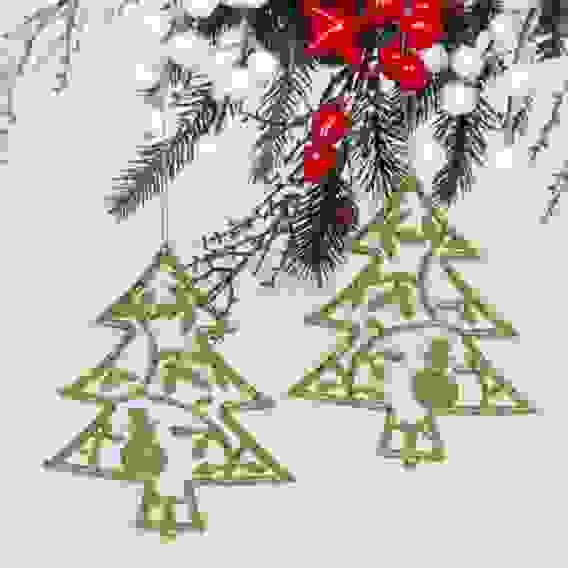 Подвески в блестках &quot;Елочки новогодние&quot; 12 см (набор 2шт), золото