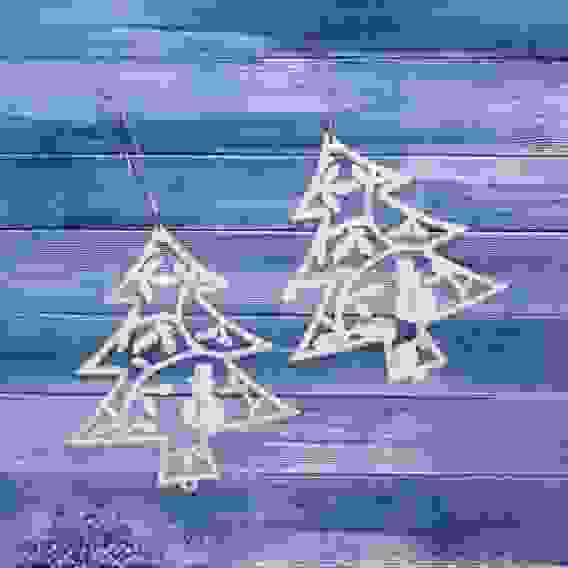 Подвески в блестках &quot;Елочки новогодние&quot; 12 см (набор 2шт), белый