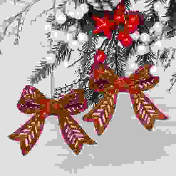 Подвески в блёсках \"Сказочные бантики\" 9*11 см (набор 2 шт), Красный